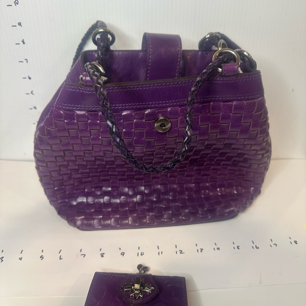 Purple Woven Leather Handbag